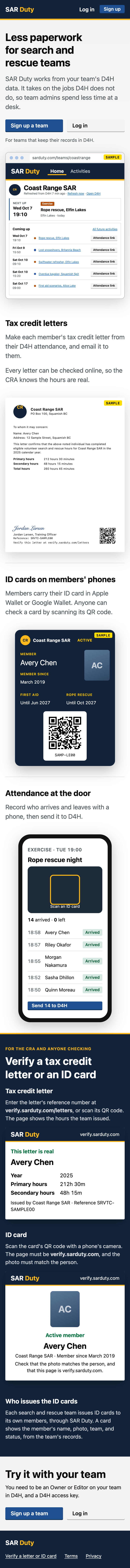The page at phone width, full height